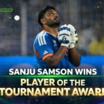 Sanju Samson celebrates after winning Player of the Tournament at T20 World Cup 2026