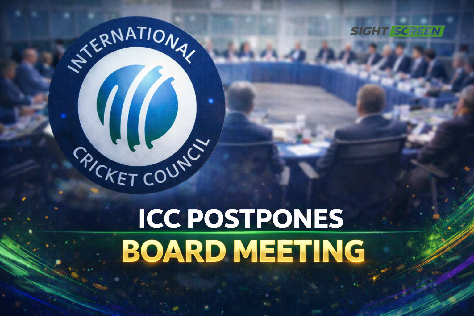 ICC headquarters and governance meeting discussion regarding postponed Doha board meetings