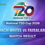 National T20 Cup 2026 match result graphic Karachi Whites vs Faisalabad