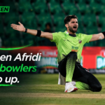 Shaheen Afridi reacting during PSL 11 match after Qalandars defeat