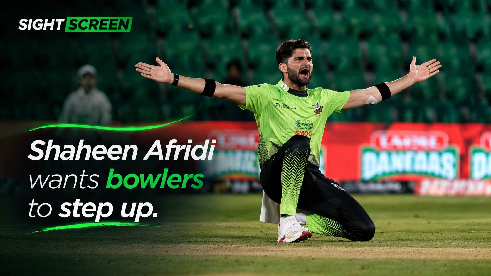 Shaheen Afridi reacting during PSL 11 match after Qalandars defeat