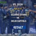 Prasidh Krishna celebrating after defending final over for Gujarat Titans