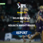 Finn Allen celebrates his unbeaten century during KKR's win over Delhi Capitals