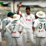 Nahid Rana celebrates a wicket during Bangladesh's Test win over Pakistan in Dhaka