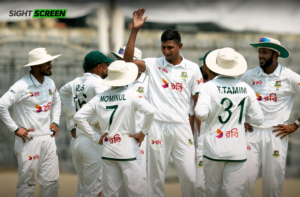 Nahid Rana celebrates a wicket during Bangladesh's Test win over Pakistan in Dhaka
