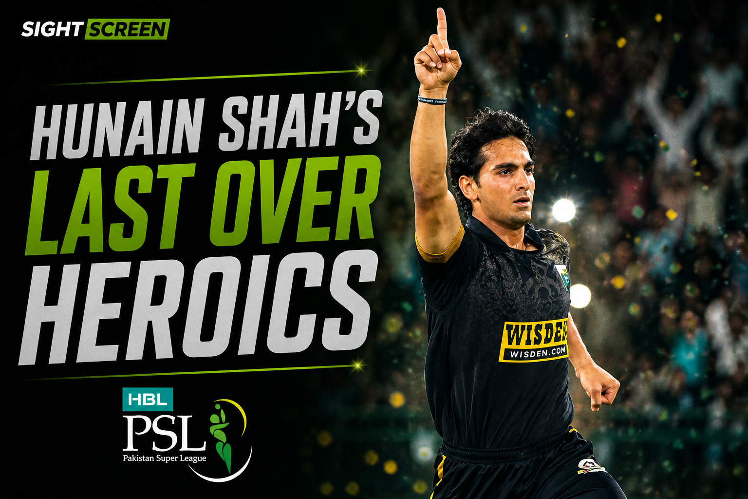 Hunain Shah celebrates after defending final over in PSL 2026 Eliminator